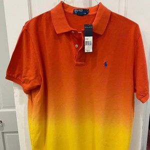 New Men's Polo Orange & Yellow Short Sleeve Shirt